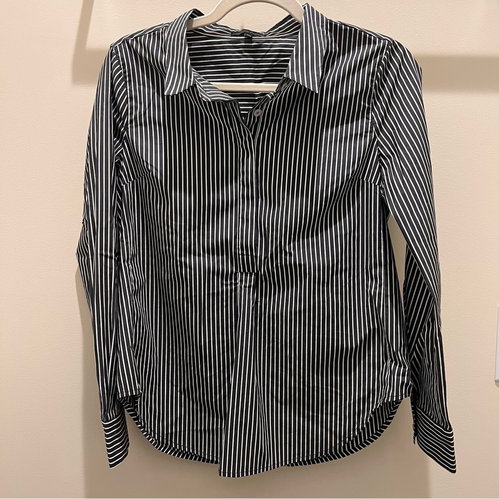 Universal Standard Black And White Pinstripe Shirt